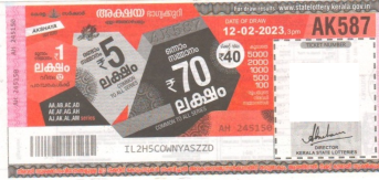 Akshaya Weekly Lottery AK-587 12.02.2023