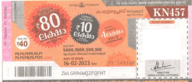 Karunya plus Weekly Lottery KN-457 16.02.2023