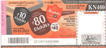 Karunya plus Weekly Lottery KN-460 09.03.2023