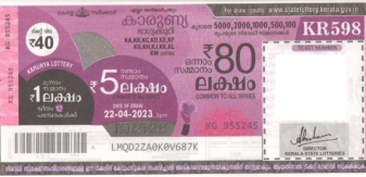 Karunya Weekly Lottery KR-598 22.04.2023