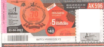 Akshaya Weekly Lottery AK-596 23.04.2023