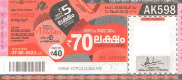 Akshaya Weekly Lottery AK-598 07.05.2023