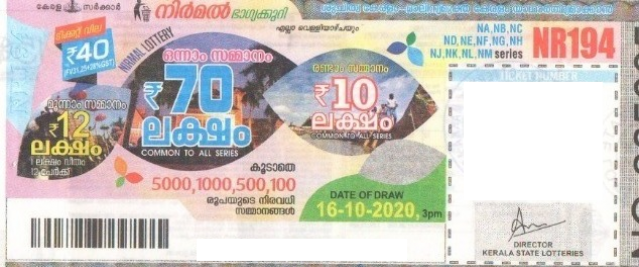 Nirmal Weekly Lottery held on 16.10.2020