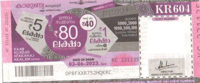 Karunya Weekly Lottery KR-604 03.06.2023