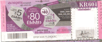 Karunya Weekly Lottery -KR-604 to be held On 03.06.2023