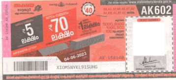 Akshaya Weekly Lottery held on 04.06.2023