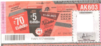 Akshaya Weekly Lottery held on 11.06.2023