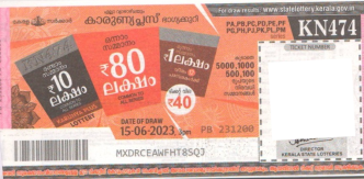 Karunya plus Weekly Lottery KN-474 15.06.2023