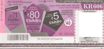 Karunya Weekly Lottery KR-606 17.06.2023