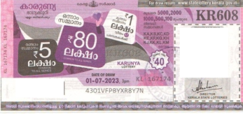 Karunya Weekly Lottery KR-608 01.07.2023