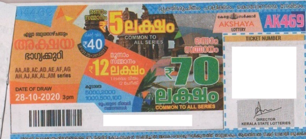 Akshaya Weekly Lottery AK-469 28.10.2020