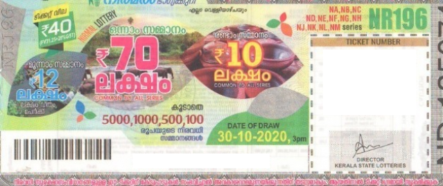 Nirmal Weekly Lottery NR-196 30.10.2020