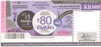 Karunya Weekly Lottery KR-609 08.07.2023