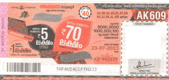 Akshaya Weekly Lottery held on 23.07.2023