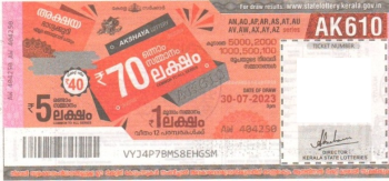 Akshaya Weekly Lottery AK-610 30.07.2023