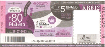Karunya Weekly Lottery KR-612 29.07.2023