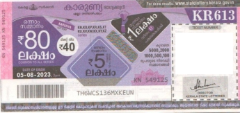 Karunya Weekly Lottery KR-613 05.08.2023