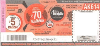 Akshaya Weekly Lottery AK-614 27.08.2023