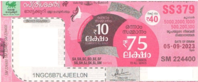 Sthree sakthi Weekly Lottery SS-379 05.09.2023