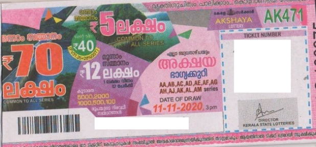 Akshaya Weekly Lottery AK-471 11.11.2020